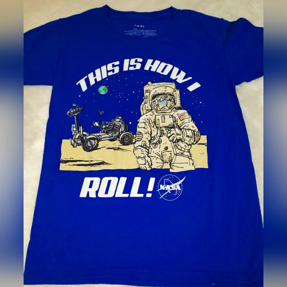 Boys Med Short Sleeve Astronaut T-shirt 100% Cotton